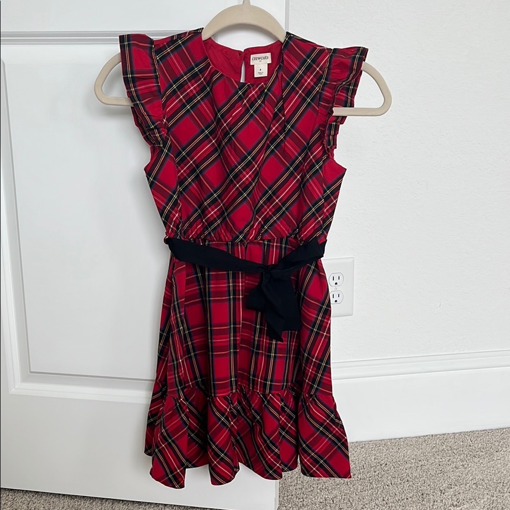 J. Crew Red Black Fit and Flare Sleeveless Dress